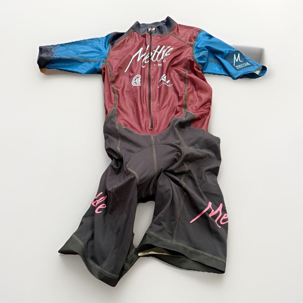 Eliel Mens Multicolored Triathlon Mettle Cycling Skinsuit Padded Shorts Size MD